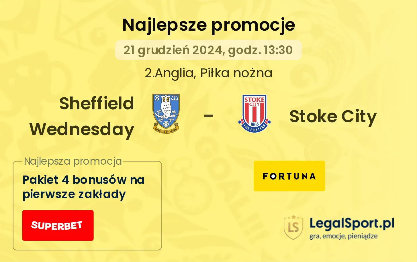 Sheffield Wednesday - Stoke City promocje bonusy na mecz