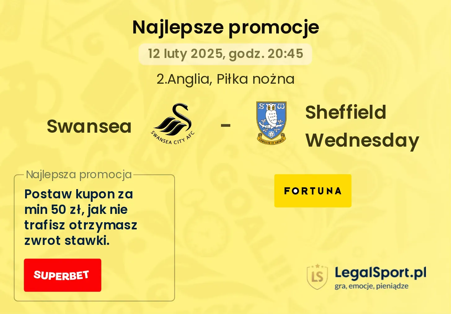 Sheffield Wednesday - Swansea promocje u bukmacherów 22.10, 20:45