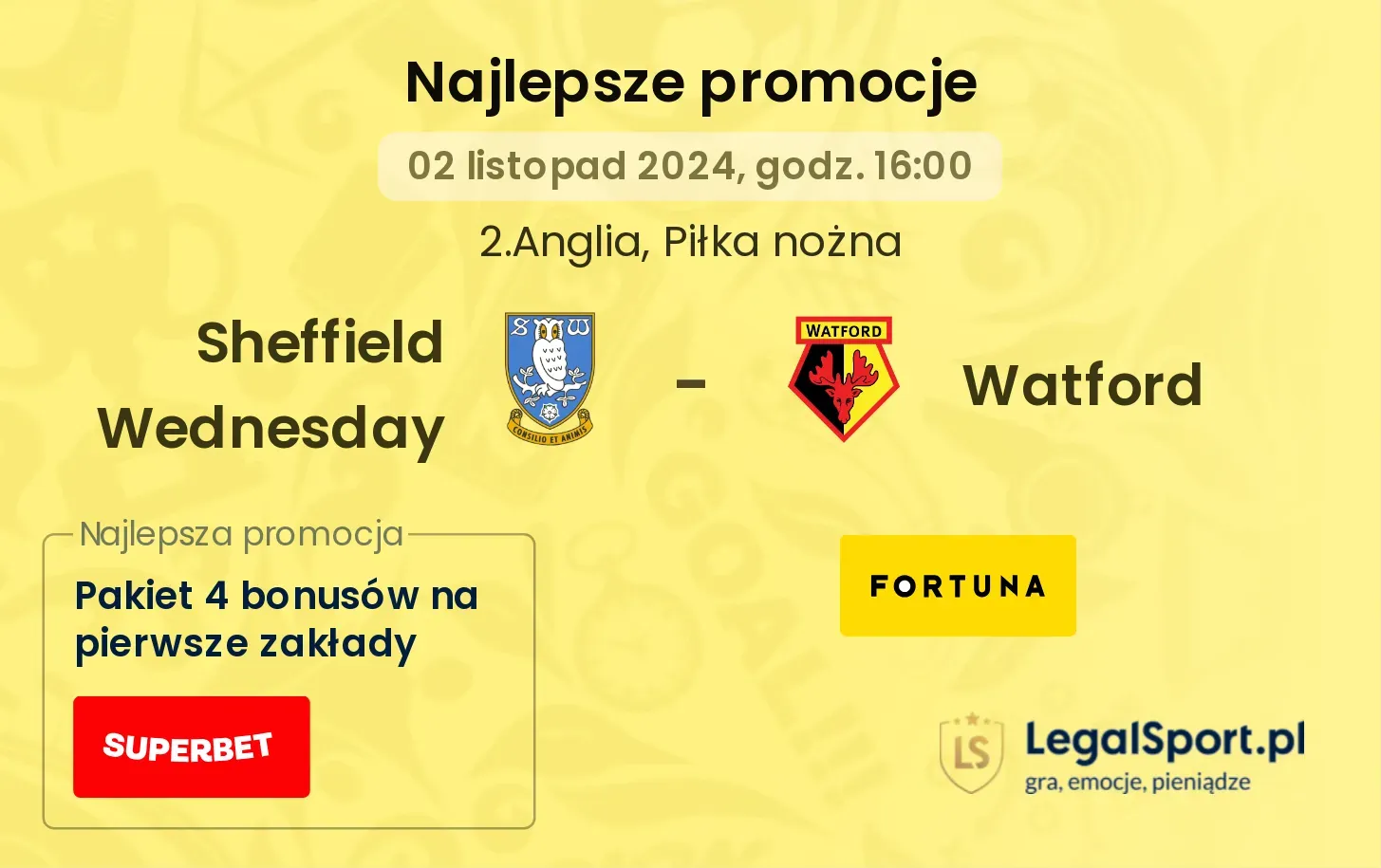 Sheffield Wednesday - Watford promocje bonusy na mecz