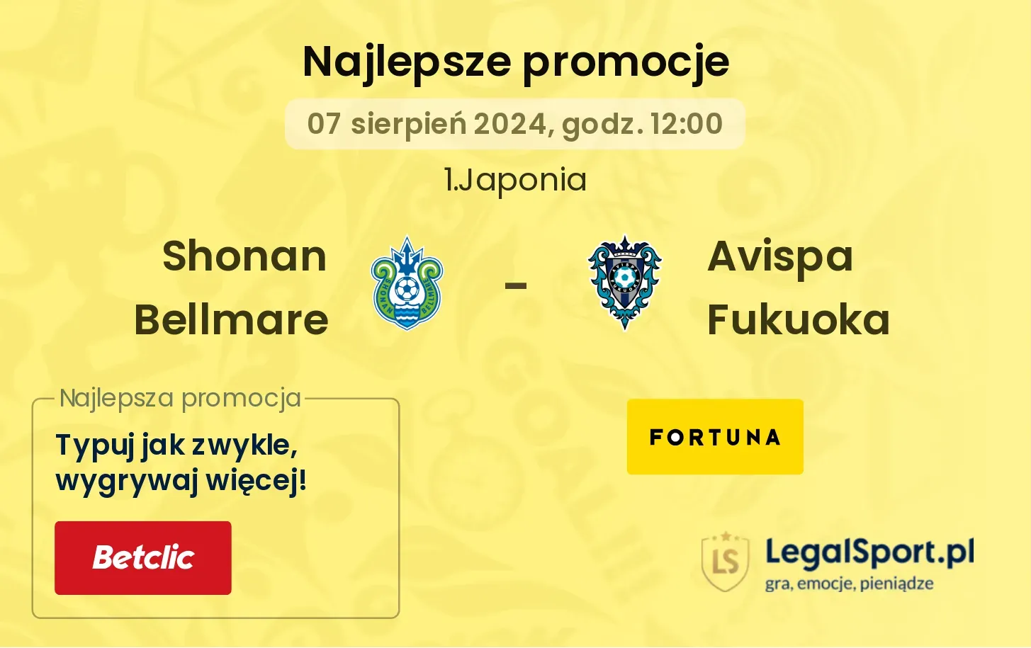 Shonan Bellmare - Avispa Fukuoka promocje bonusy na mecz