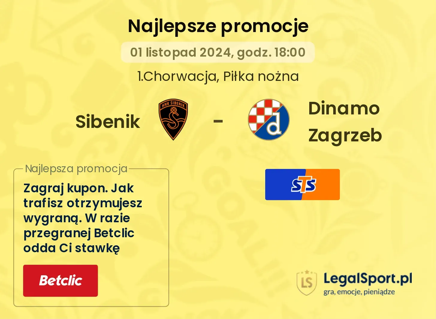 Sibenik - Dinamo Zagrzeb promocje bonusy na mecz