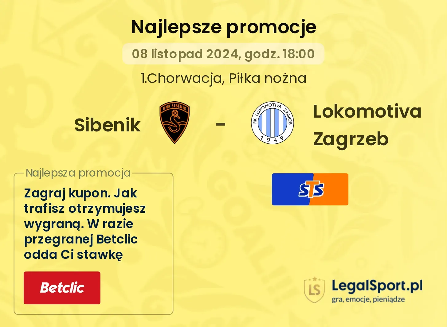 Sibenik - Lokomotiva Zagrzeb promocje bonusy na mecz