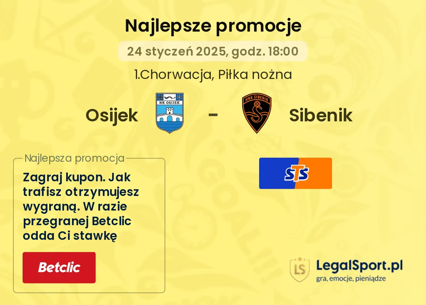 Sibenik - Osijek promocje bonusy na mecz