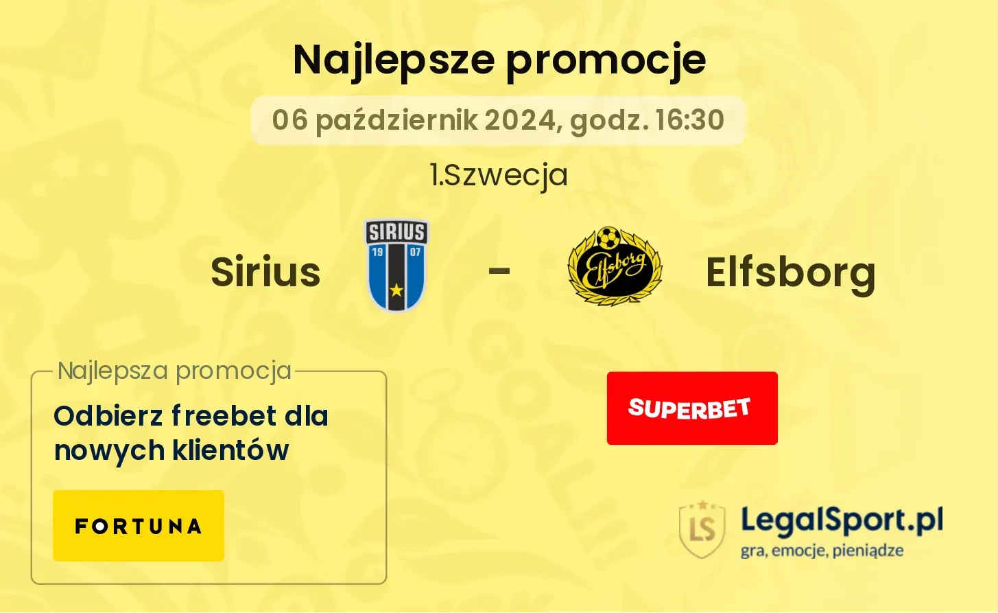 Sirius - Elfsborg promocje bukmacherskie 06.10, 16:30