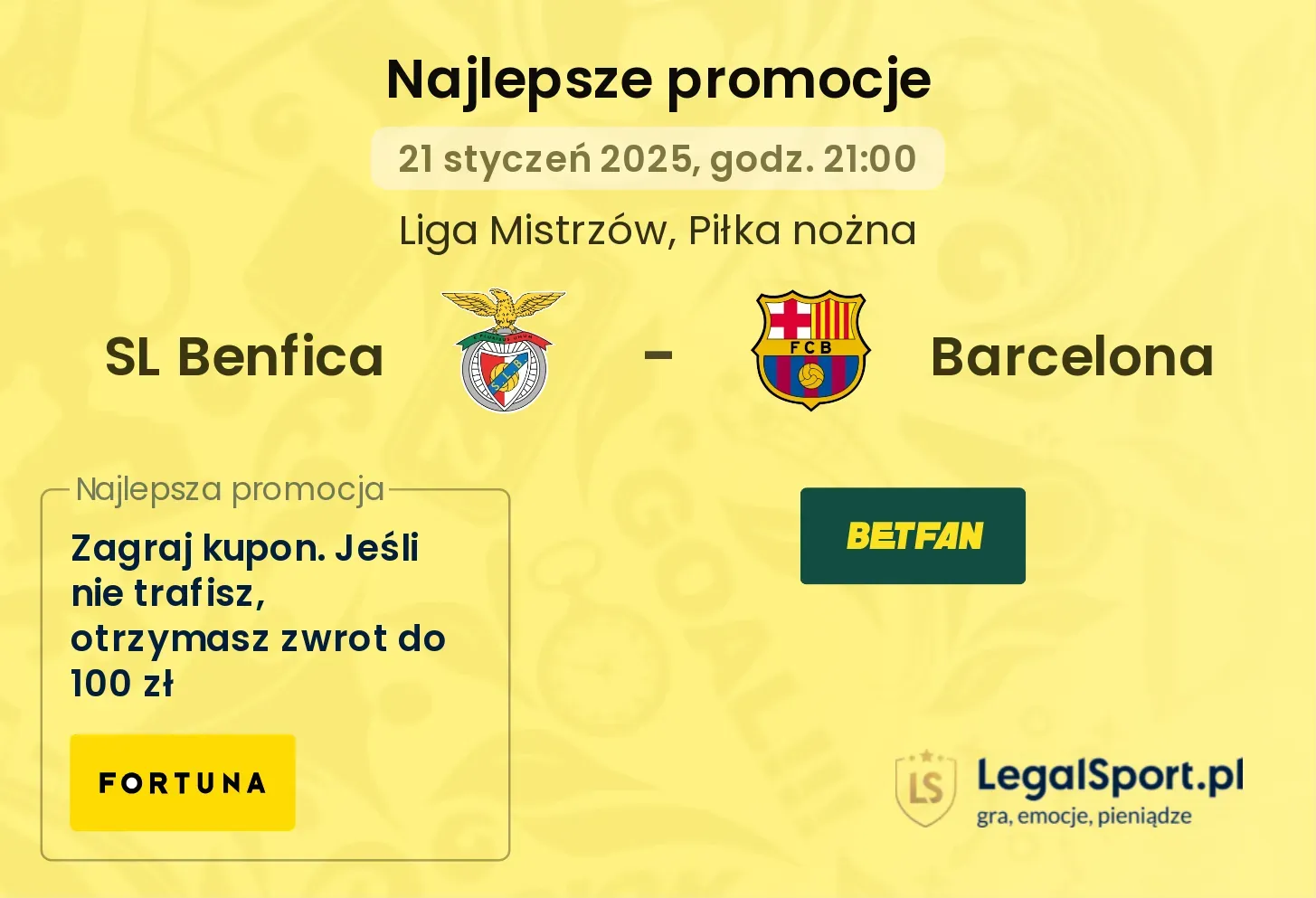 SL Benfica - Barcelona promocje bonusy na mecz