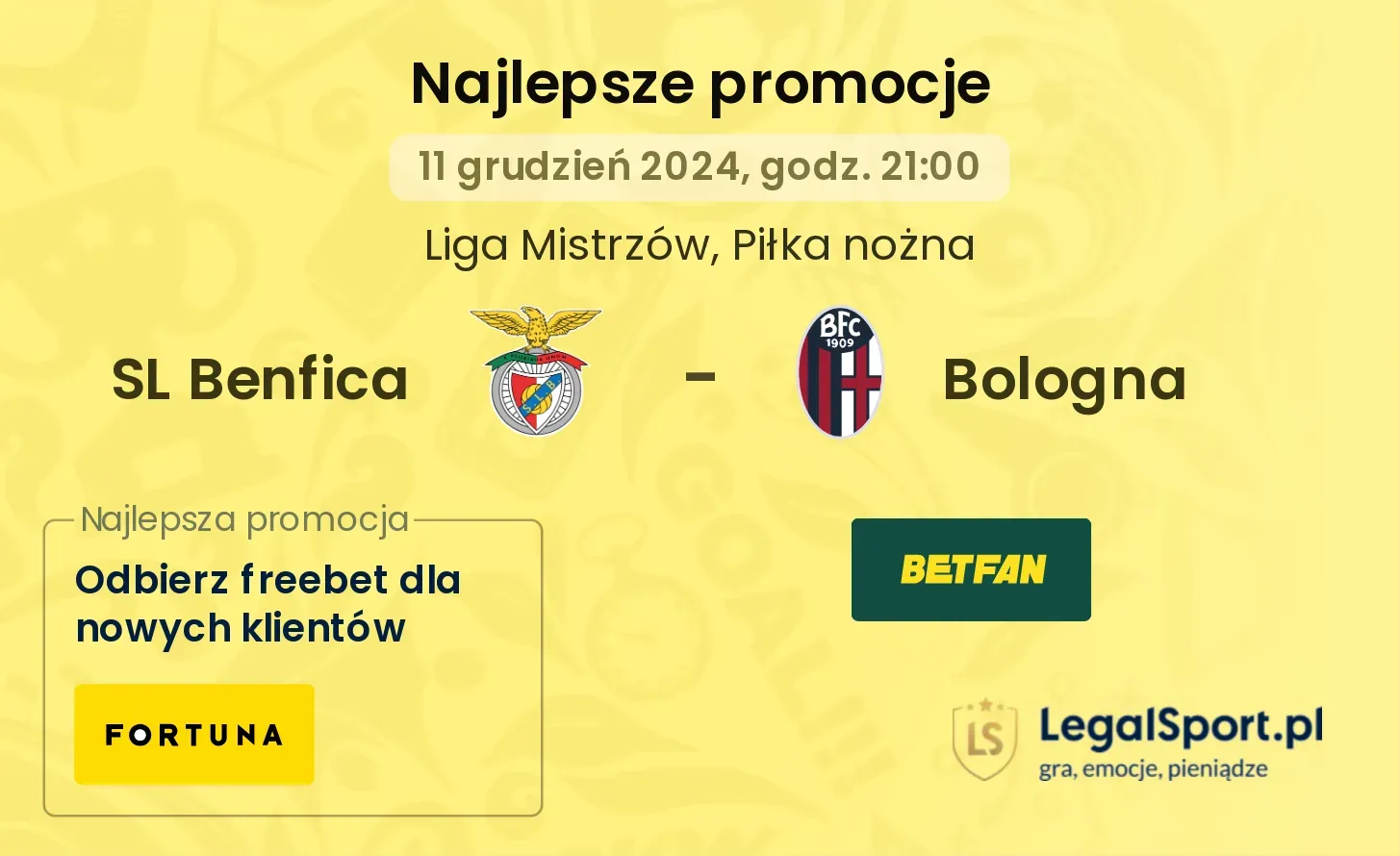 SL Benfica - Bologna promocje bonusy na mecz