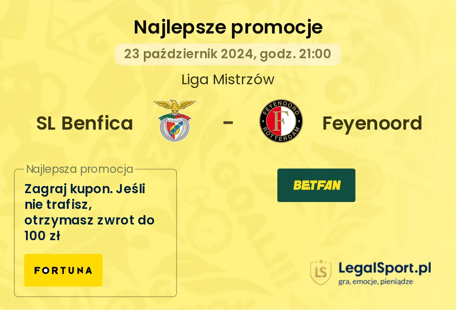 SL Benfica - Feyenoord promocje bonusy na mecz