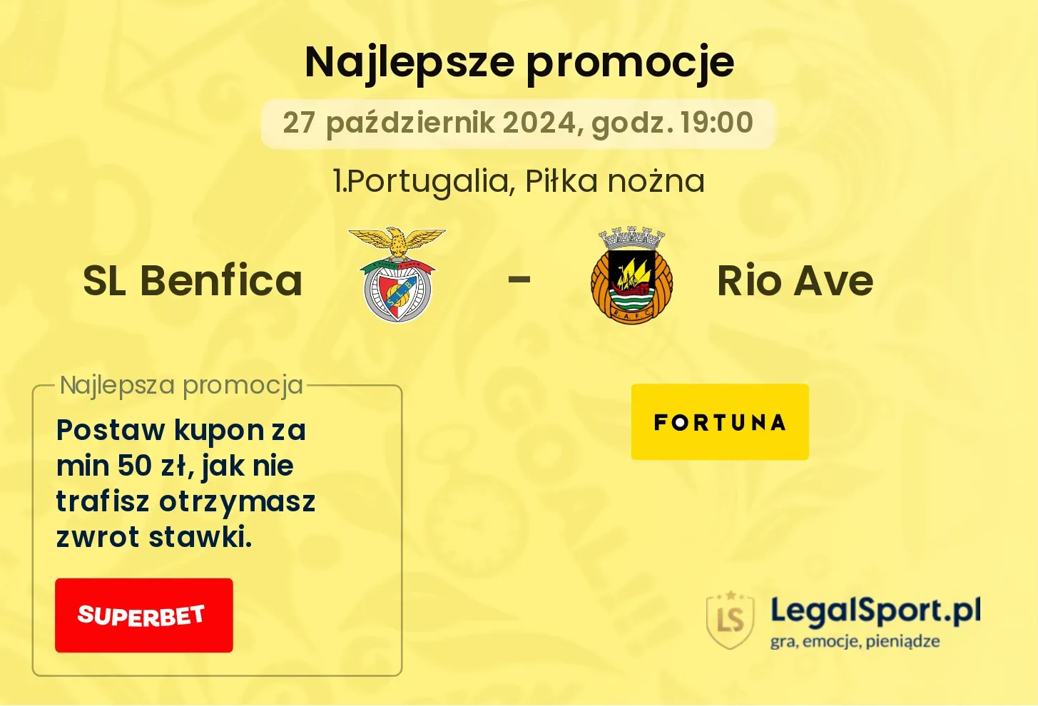 SL Benfica - Rio Ave promocje bonusy na mecz