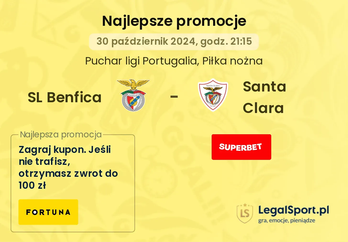 SL Benfica - Santa Clara promocje bonusy na mecz