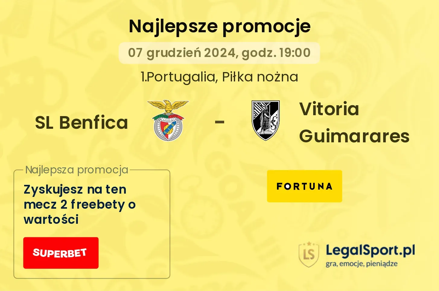 SL Benfica - Vitoria Guimarares promocje bonusy na mecz