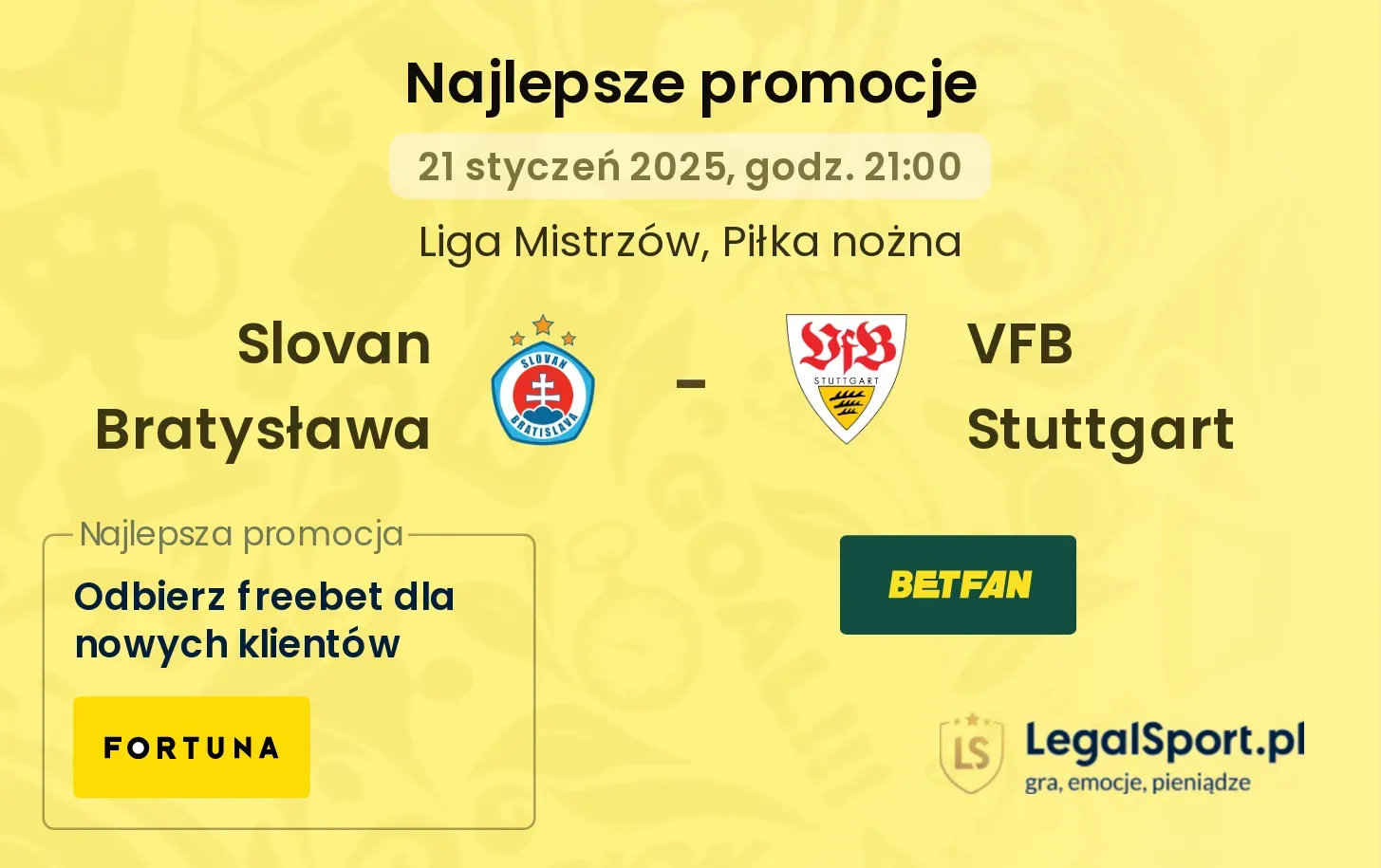 Slovan Bratysława - VFB Stuttgart promocje bonusy na mecz