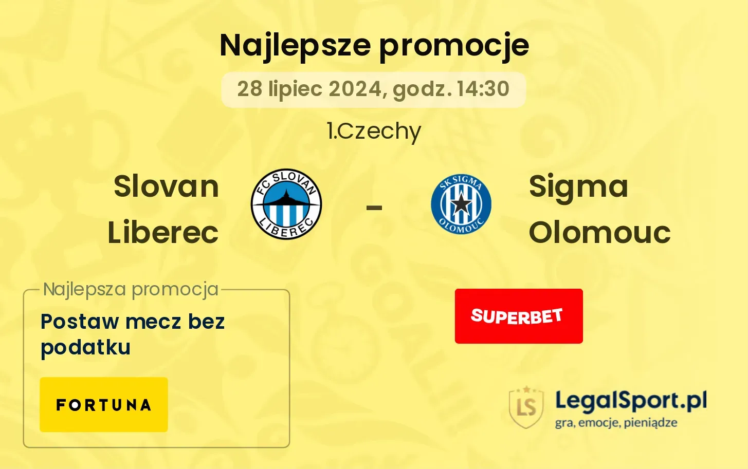 Slovan Liberec - Sigma Olomouc promocje bukmacherskie (28.07, 14:30)