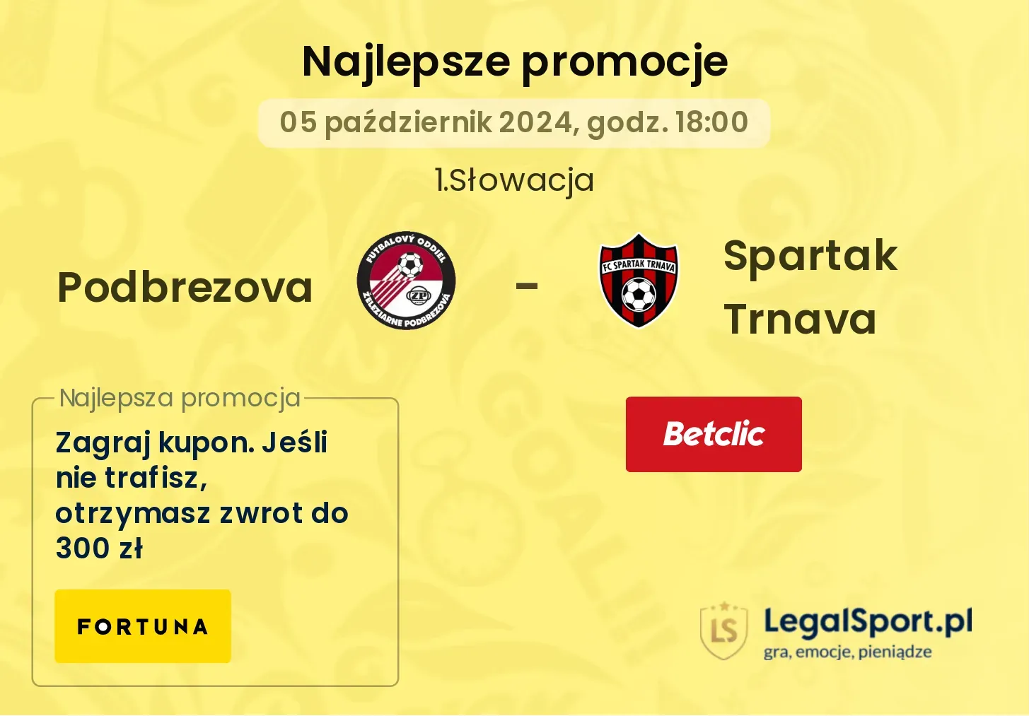 Podbrezova - Spartak Trnava promocje bonusy na mecz