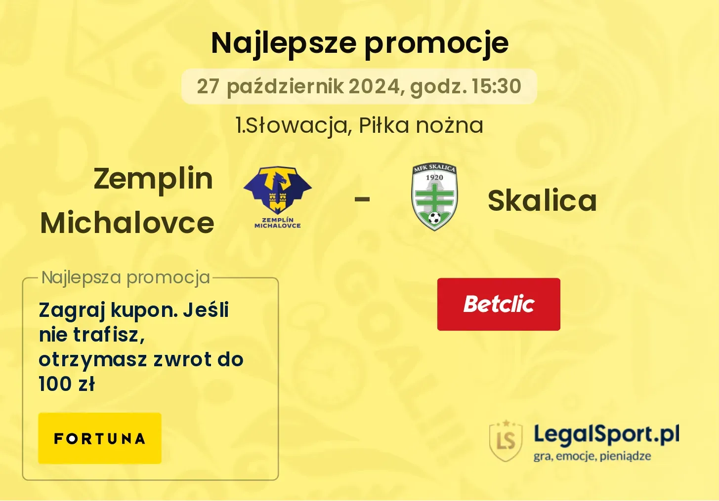 Zemplin Michalovce - Skalica promocje bonusy na mecz