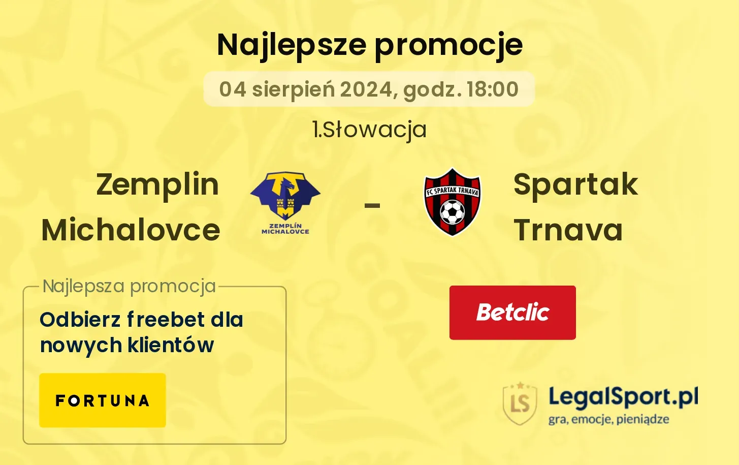 Zemplin Michalovce - Spartak Trnava promocje bonusy na mecz