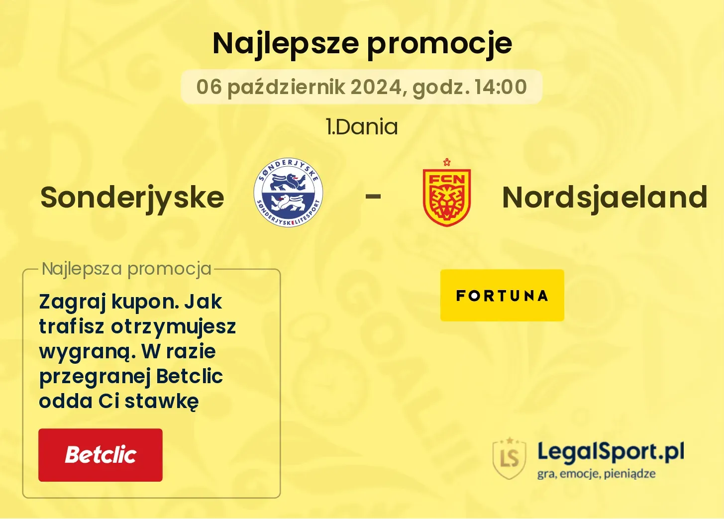 Sonderjyske - Nordsjaeland promocje u bukmacherów 06.10, 14:00