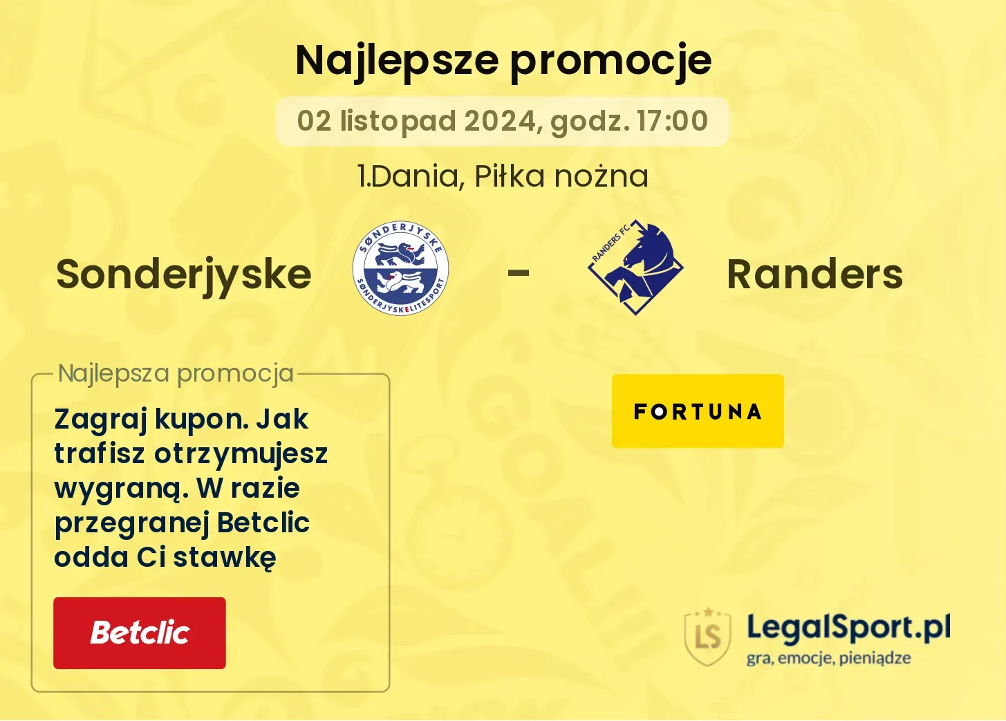 Sonderjyske - Randers promocje bukmacherskie 02.11, 17:00