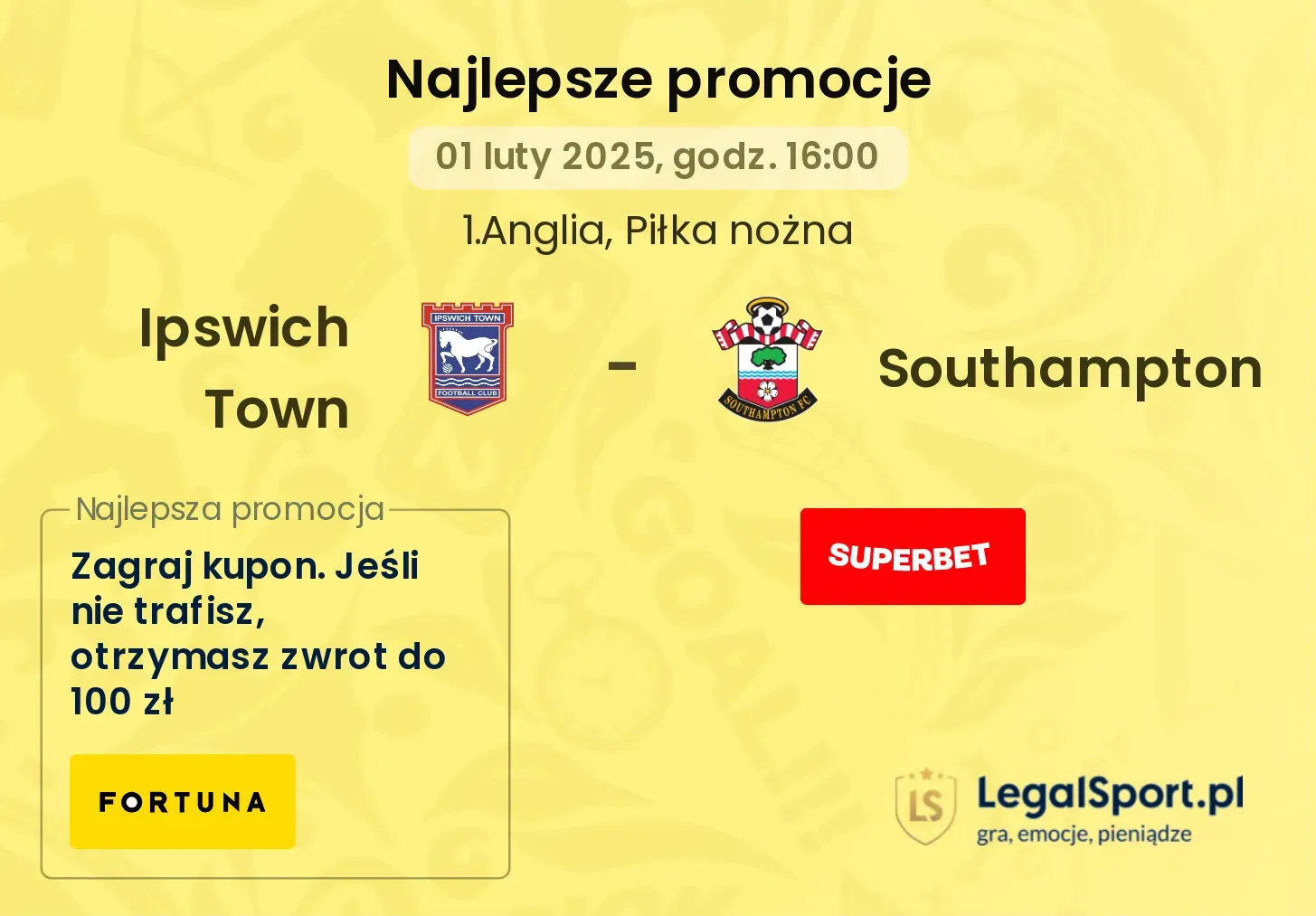 Ipswich Town - Southampton promocje bukmacherskie