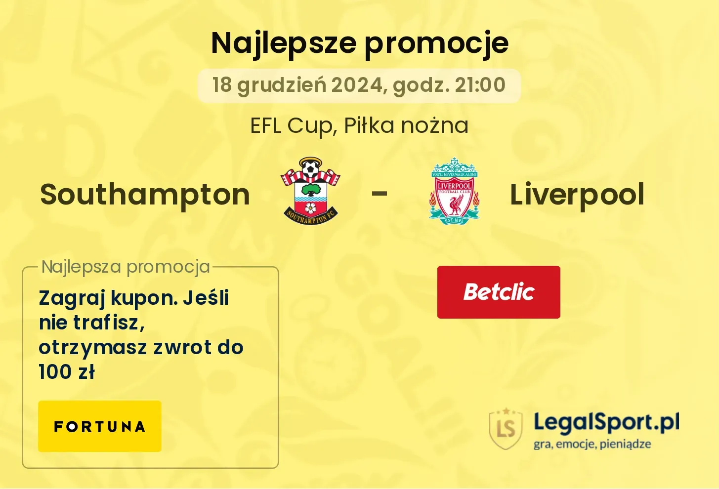 Southampton - Liverpool promocje bonusy na mecz