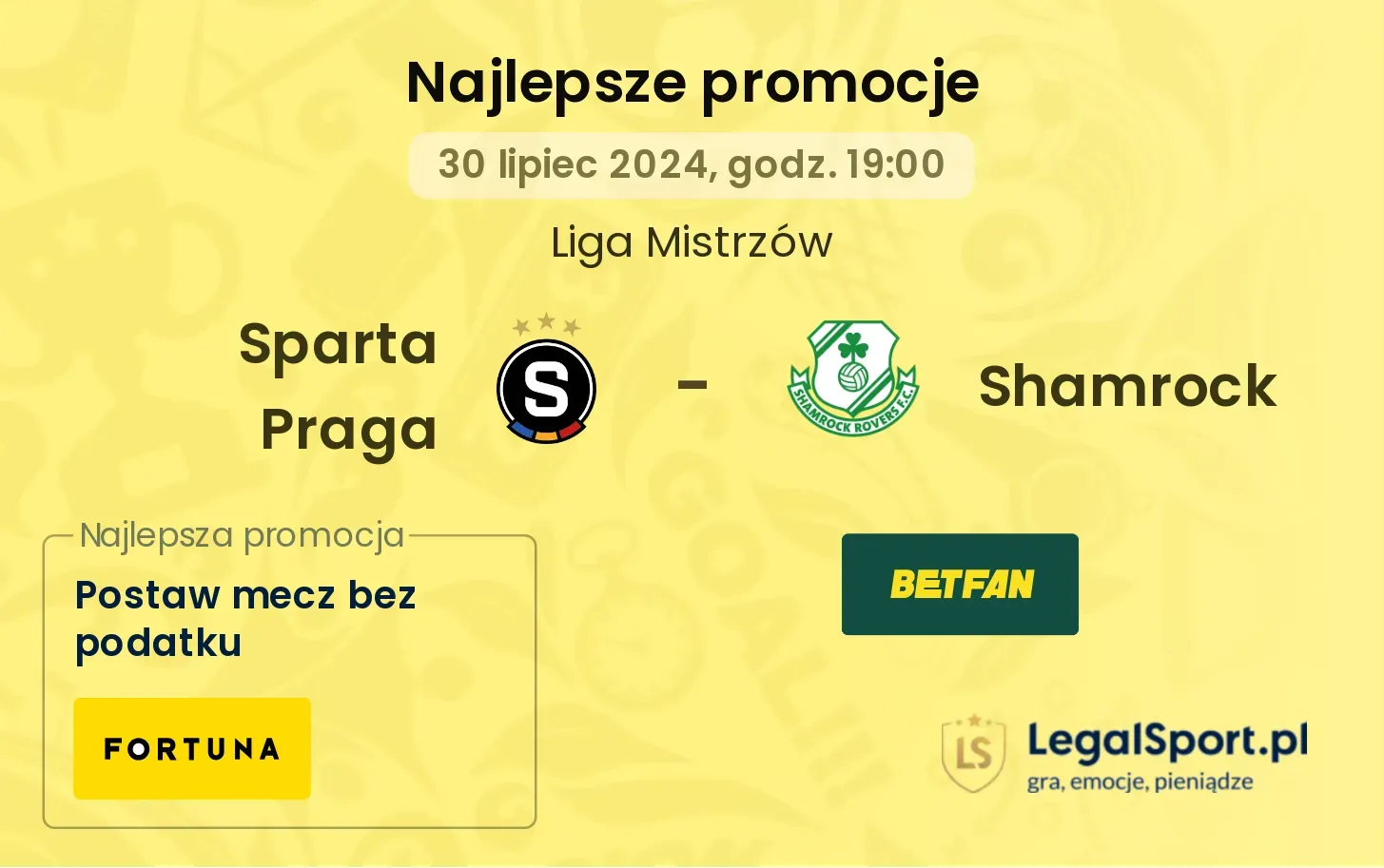 Sparta Praga - Shamrock promocje bonusy na mecz