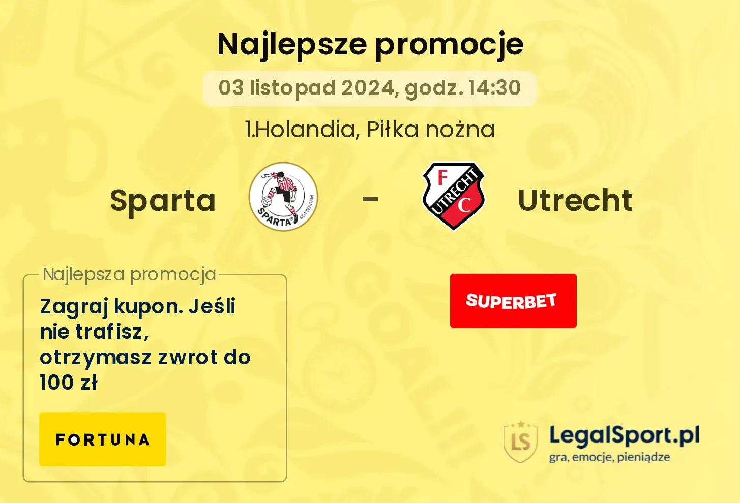 Sparta - Utrecht promocje bonusy na mecz