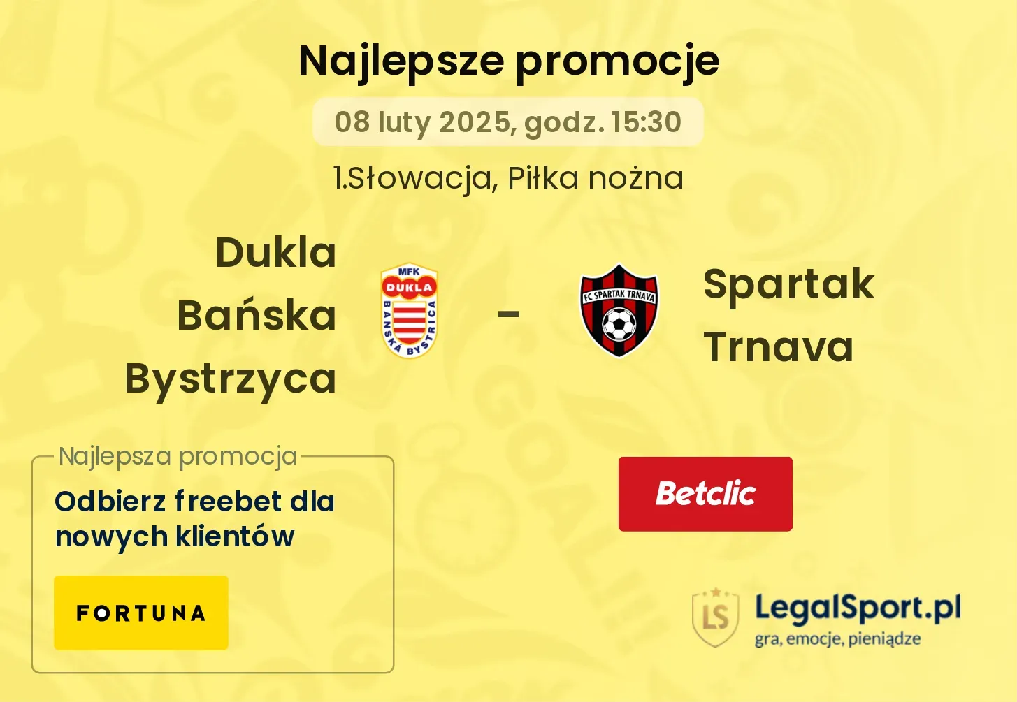 Dukla Bańska Bystrzyca - Spartak Trnava promocje bukmacherskie