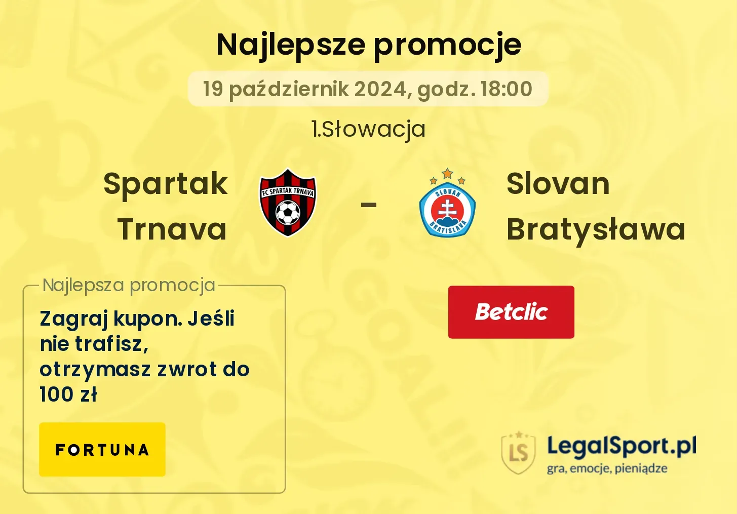 Spartak Trnava - Slovan Bratysława promocje bonusy na mecz