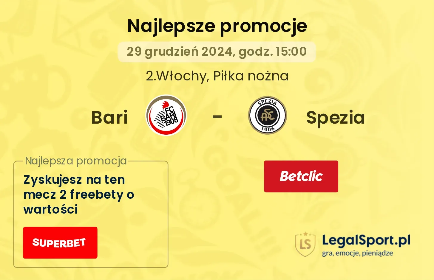 Bari - Spezia promocje u bukmacherów