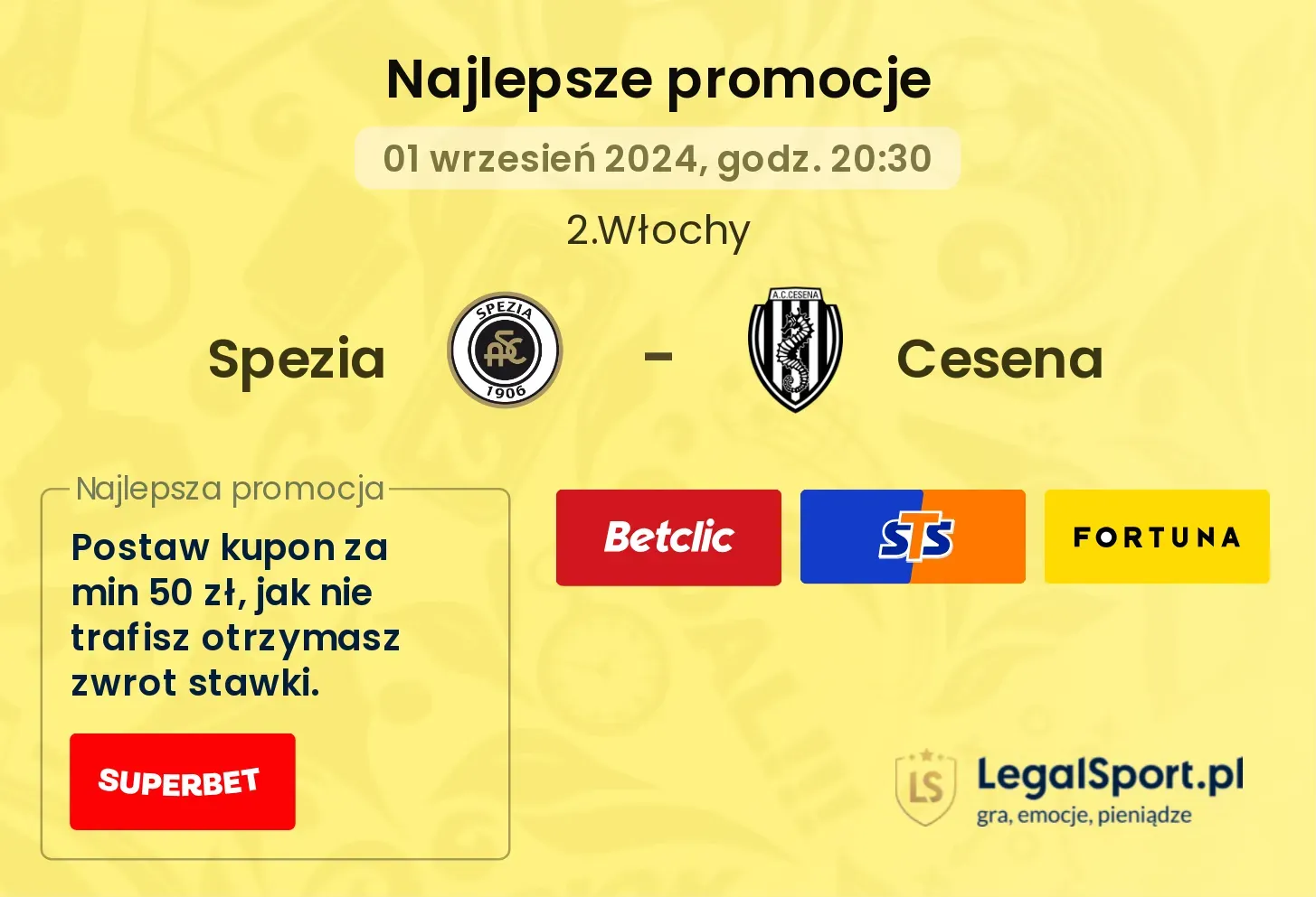 Spezia - Cesena promocje bonusy na mecz