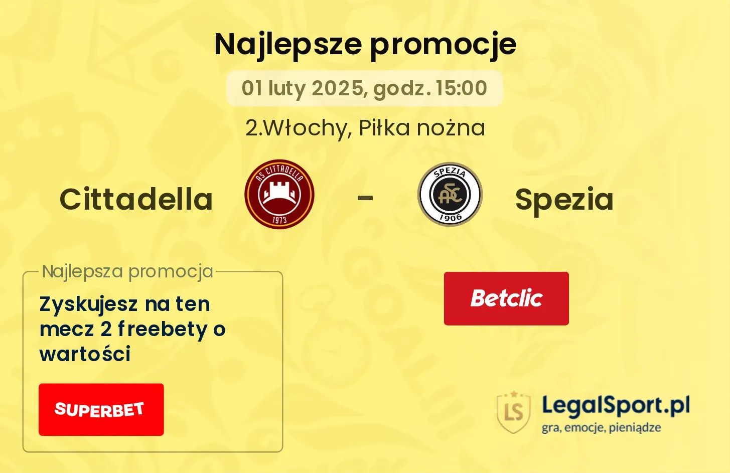 Cittadella - Spezia promocje u bukmacherów