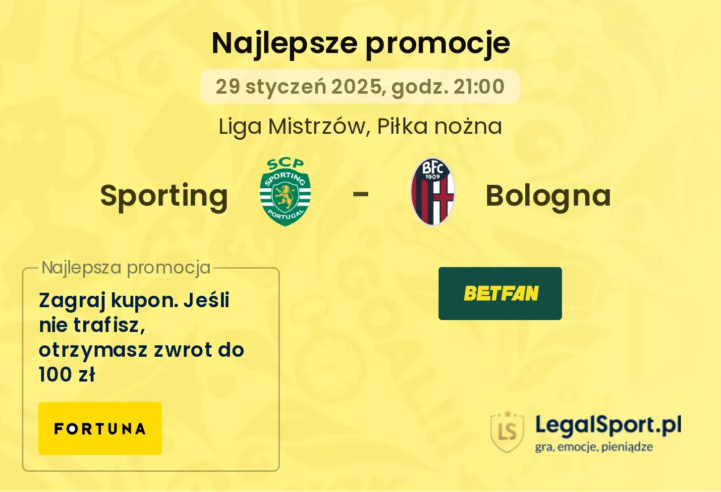 Sporting - Bologna promocje bonusy na mecz