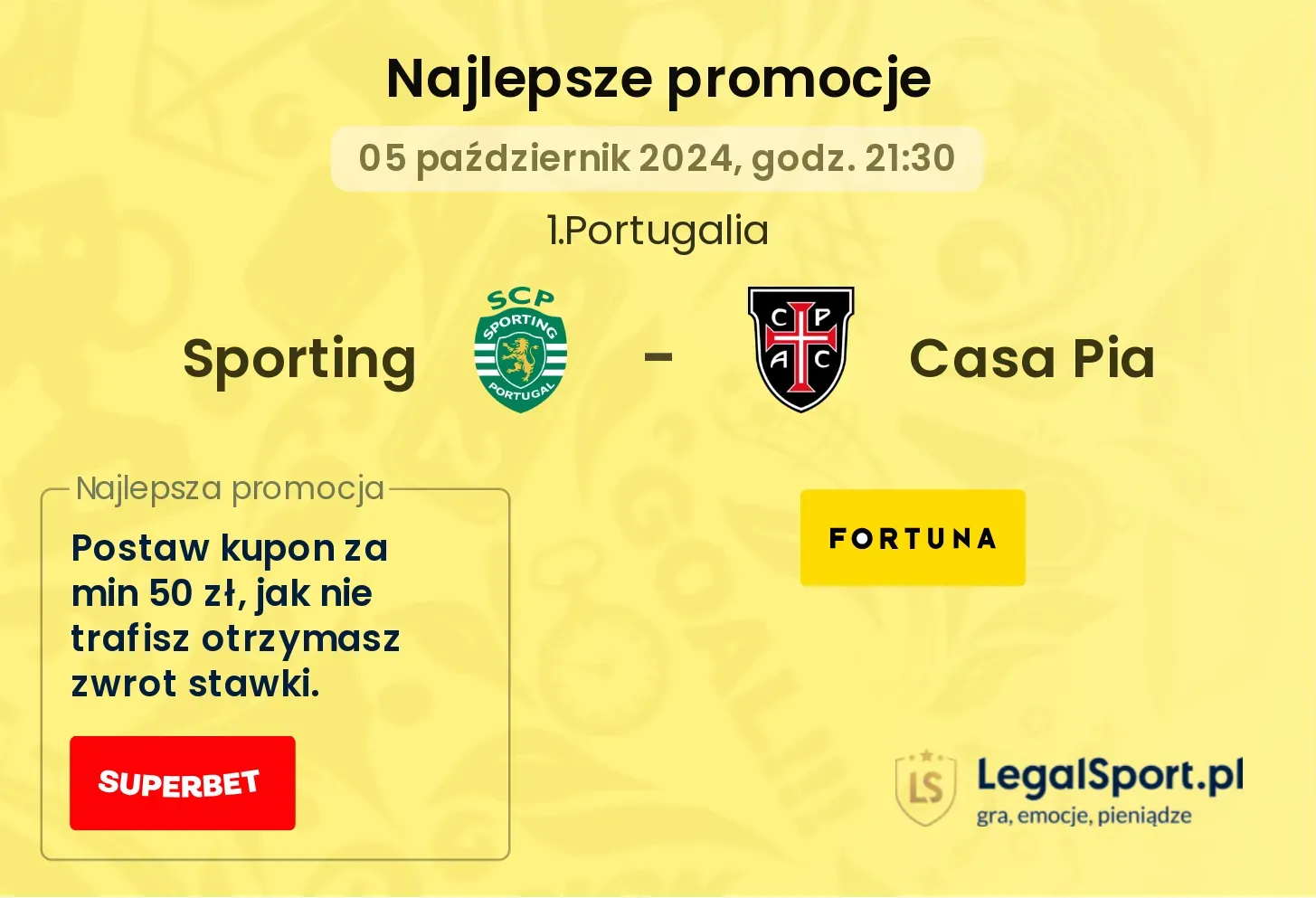 Sporting - Casa Pia promocje bonusy na mecz