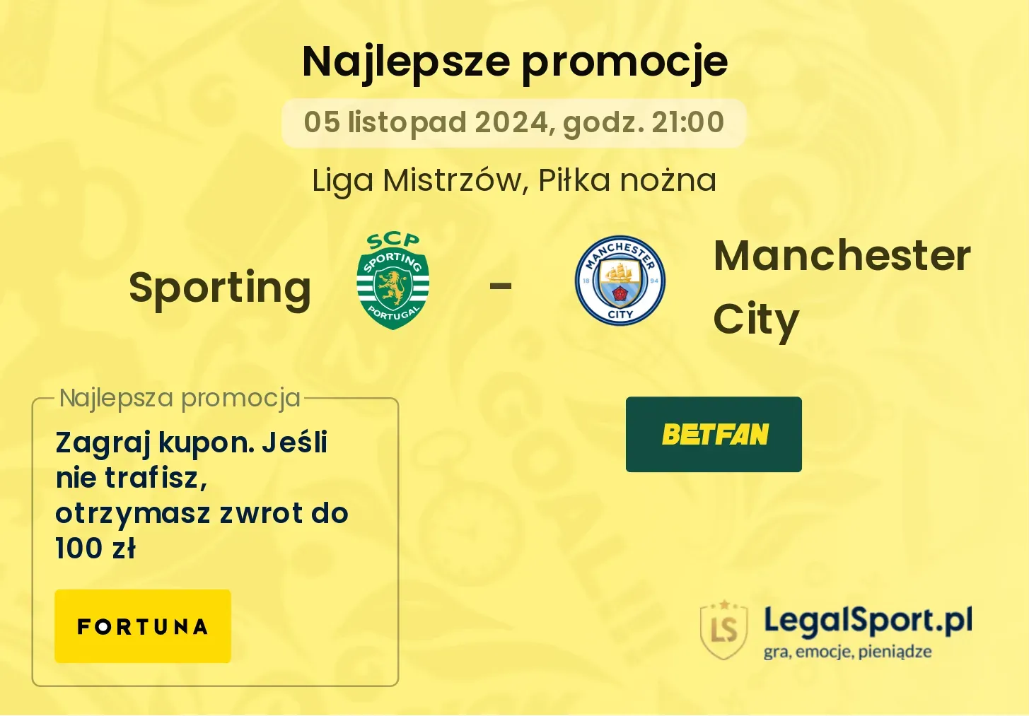 Sporting - Manchester City promocje bonusy na mecz