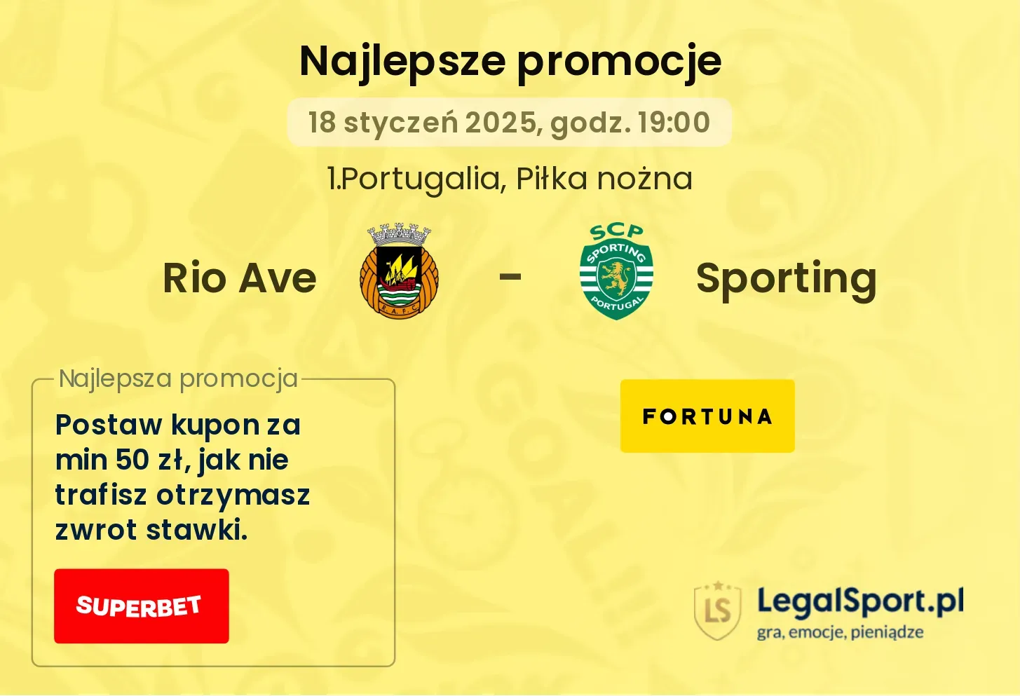 Rio Ave - Sporting promocje bukmacherskie