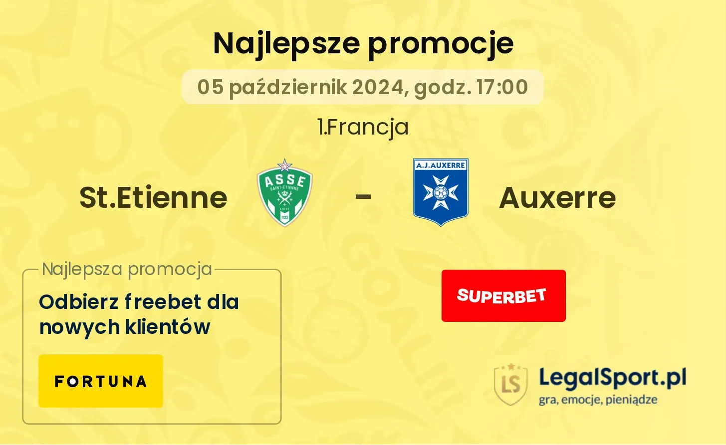 St.Etienne - Auxerre promocje bonusy na mecz