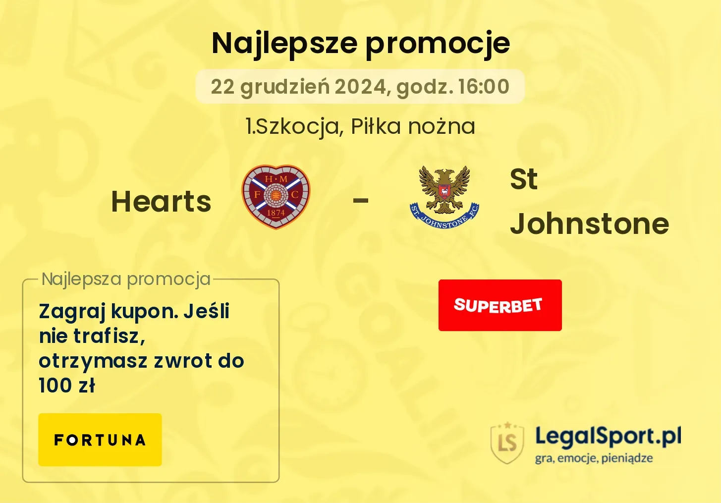 Hearts - St Johnstone promocje u bukmacherów