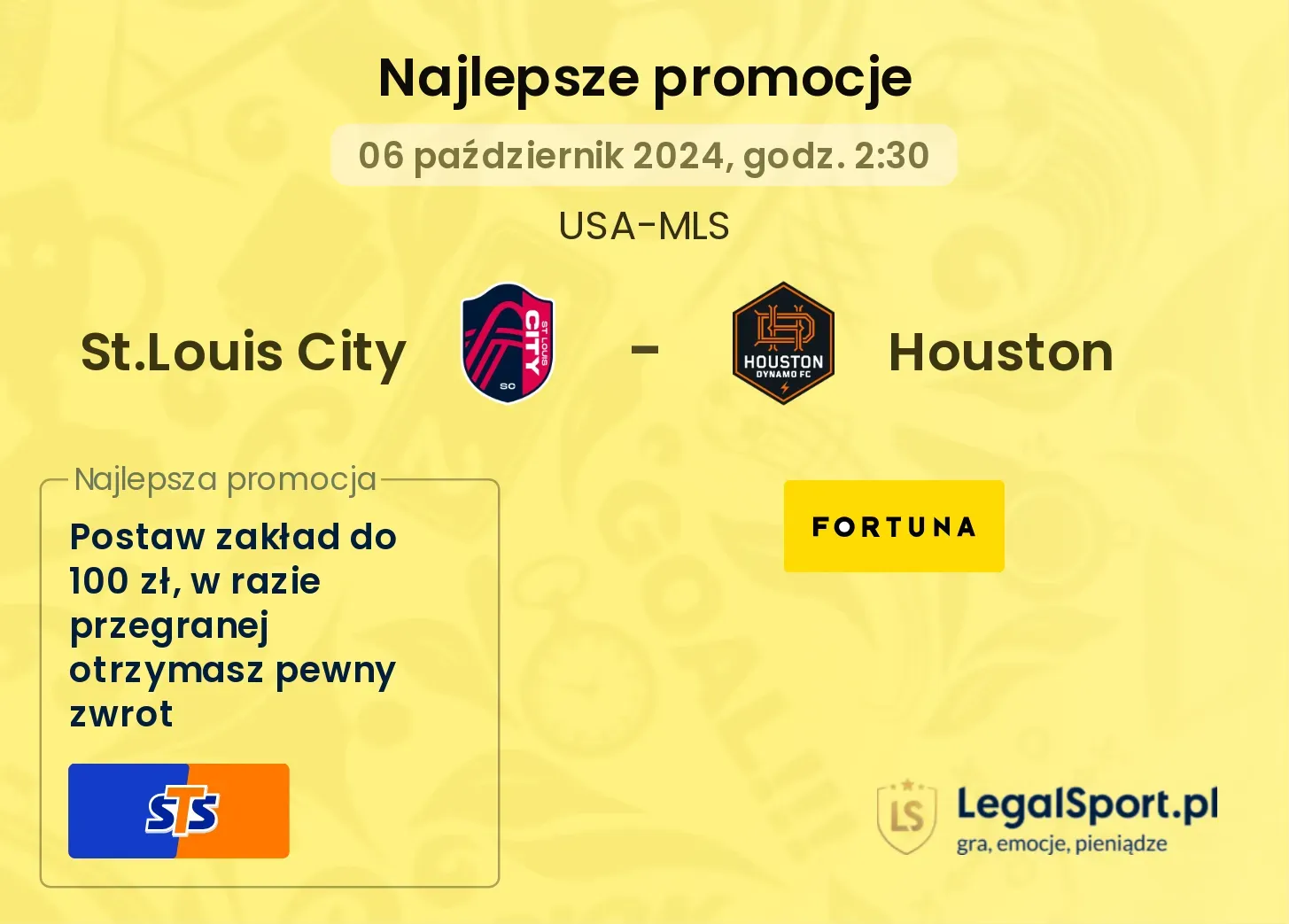 St.Louis City - Houston promocje bukmacherskie 06.10, 02:30