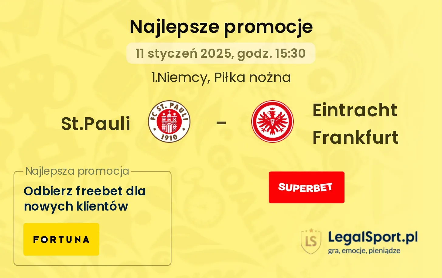 St.Pauli - Eintracht Frankfurt promocje bonusy na mecz