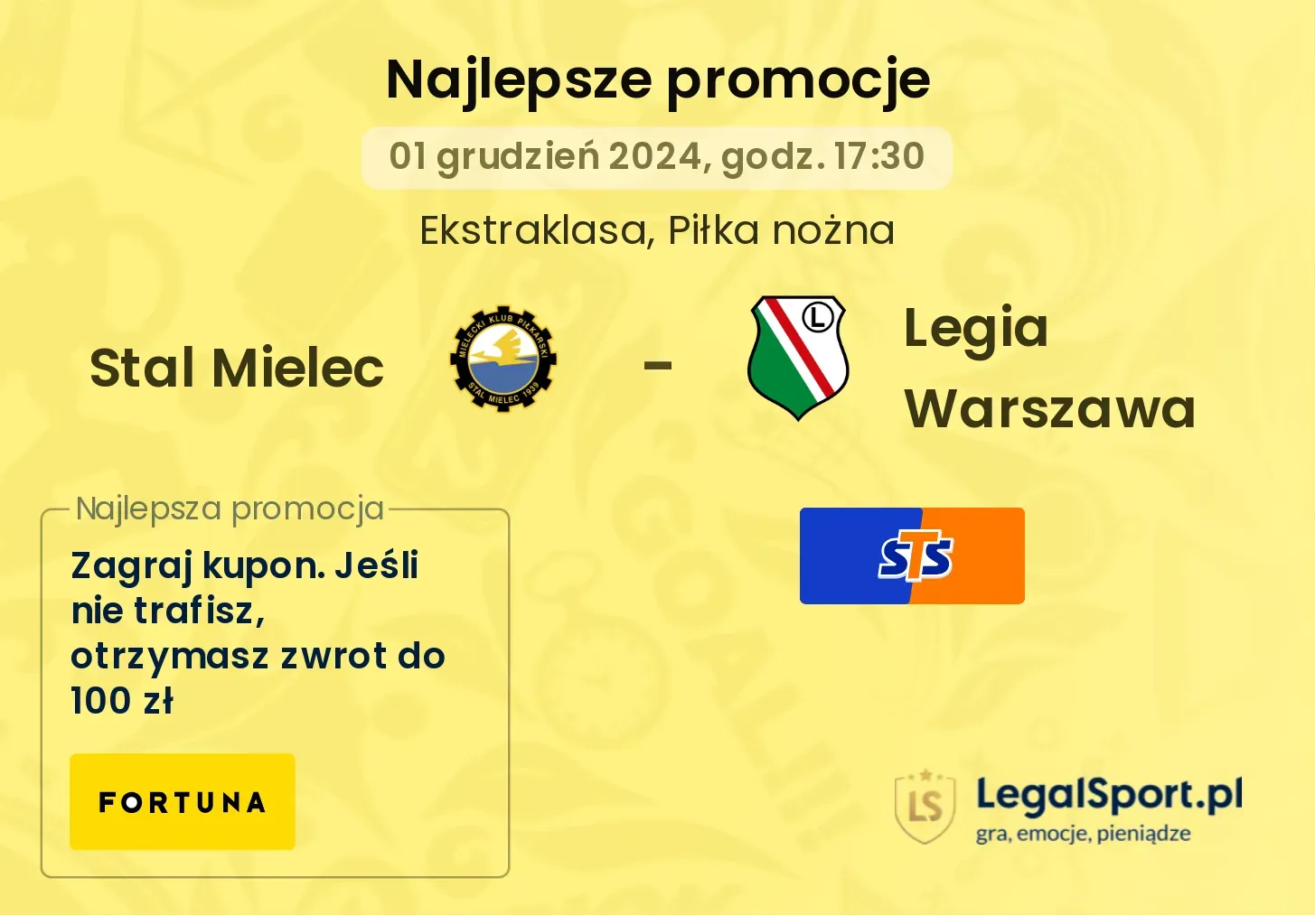 Stal Mielec - Legia Warszawa promocje bonusy na mecz