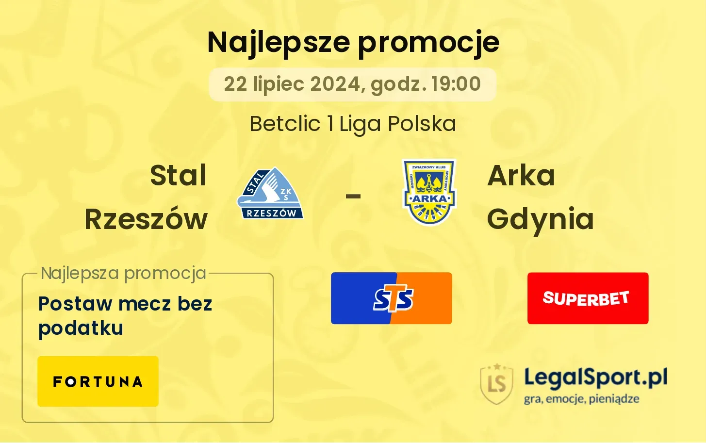 Stal Rzeszów - Arka Gdynia promocje bonusy na mecz