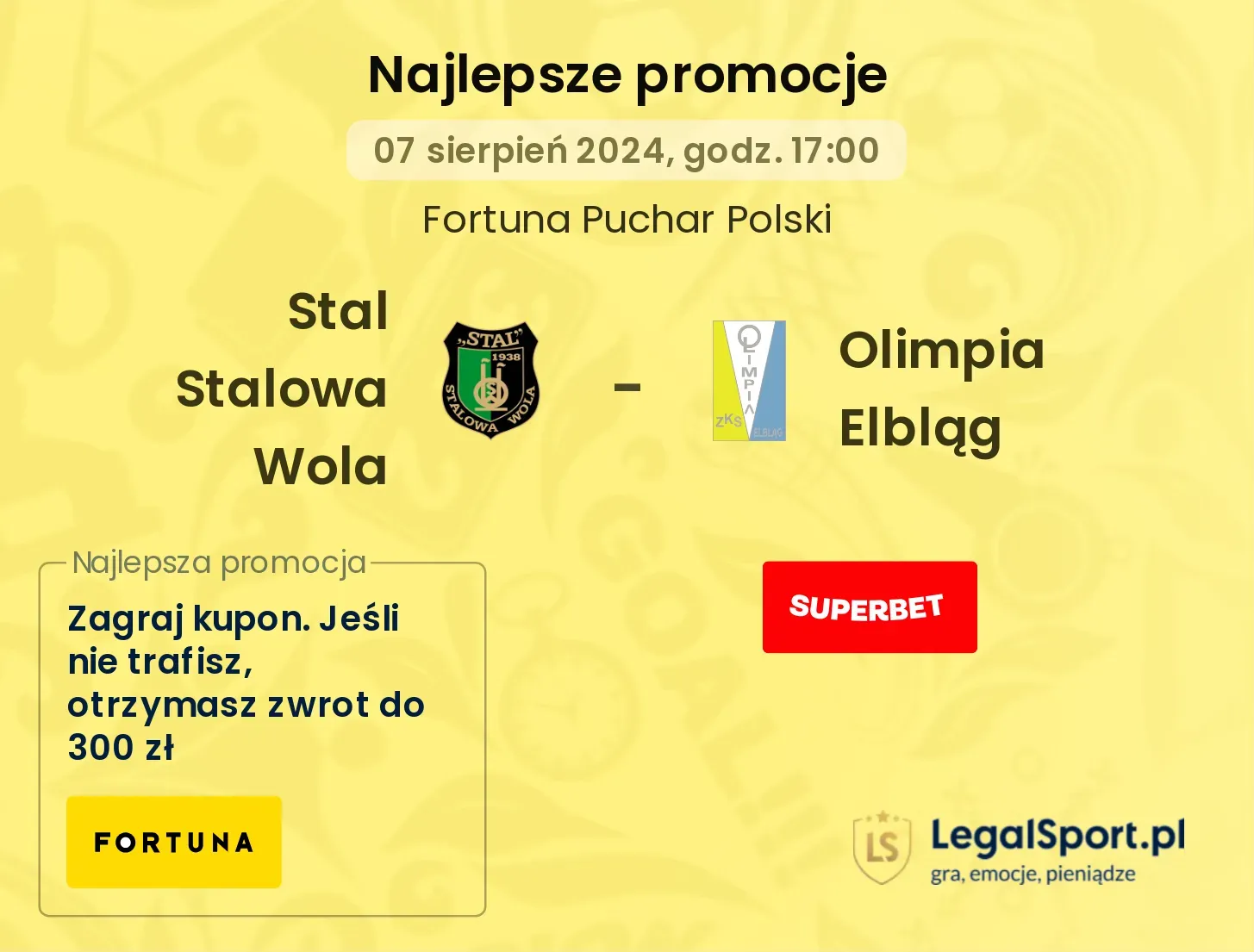 Stal Stalowa Wola - Olimpia Elbląg promocje bonusy na mecz