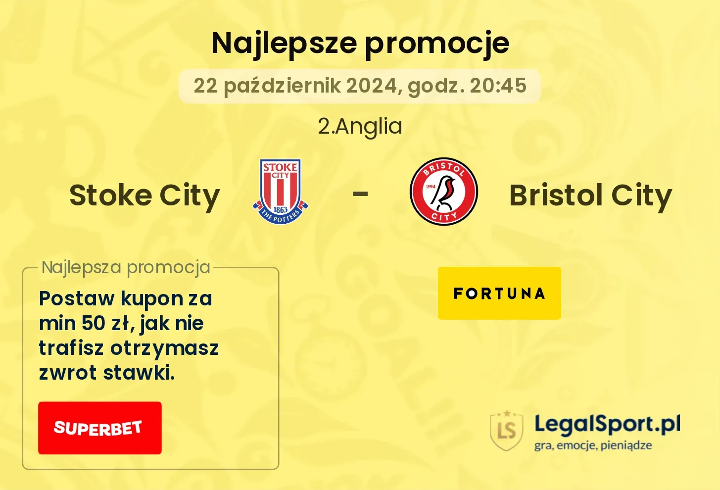 Stoke City - Bristol City promocje bonusy na mecz