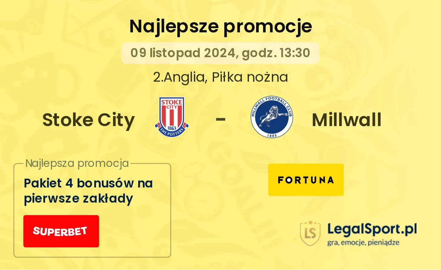 Stoke City - Millwall promocje bonusy na mecz