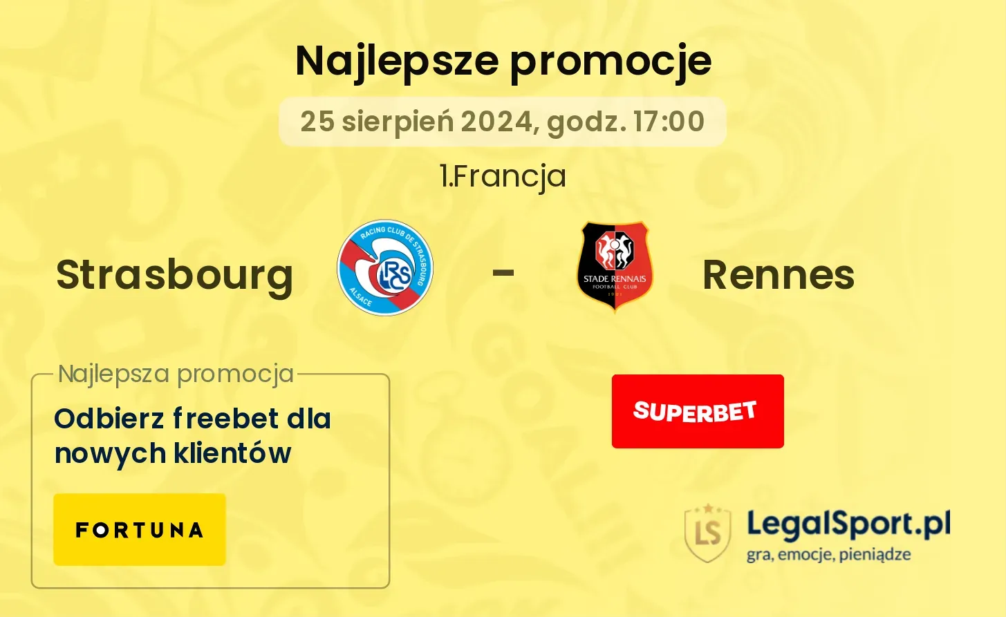 Strasbourg - Rennes promocje bonusy na mecz