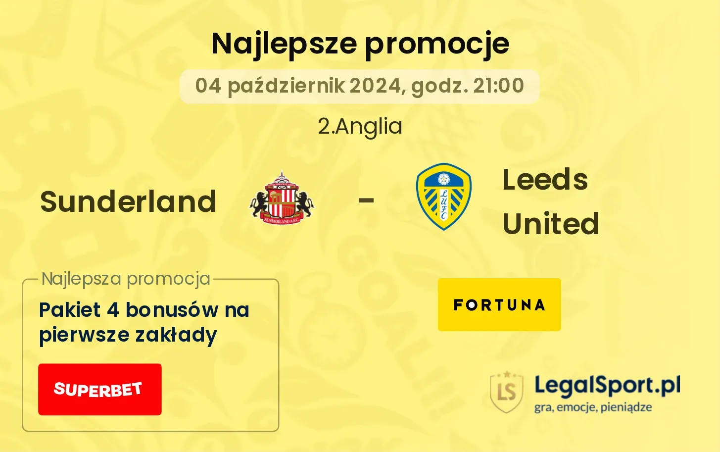 Sunderland - Leeds United promocje u bukmacherów 04.10, 21:00