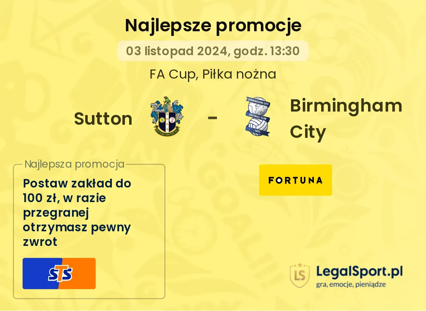 Sutton - Birmingham City promocje bonusy na mecz