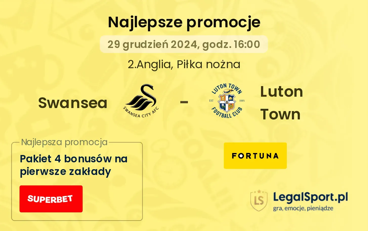 Swansea - Luton Town promocje bonusy na mecz