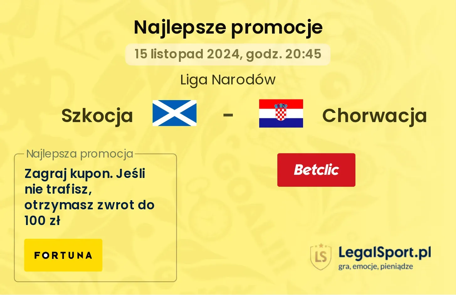 Szkocja - Chorwacja promocje bonusy na mecz