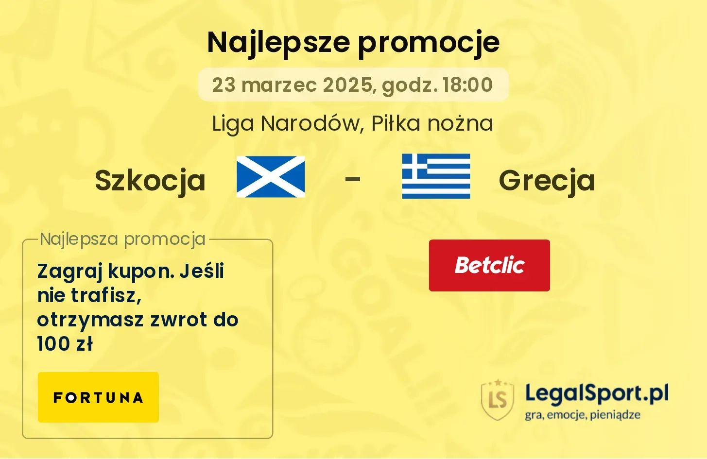 Szkocja - Grecja promocje bonusy na mecz