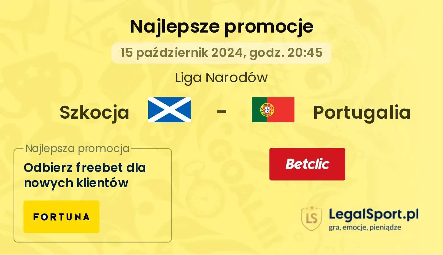 Szkocja - Portugalia promocje bonusy na mecz